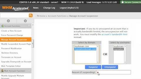 How to suspend or unsuspend account in WHM