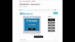 AI Solve Daily Numbrix 9 Puzzle: 1/2/2025 (ASMR) screenshot 1