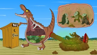 Rescue TyrannosaurusRex From GODZILLA & KONG: The Battle Against Digestive System  FUNNY CARTOON