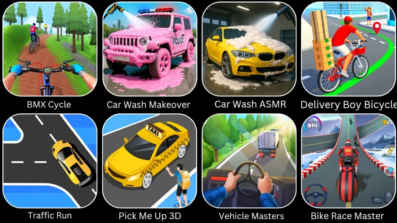 Traffic Run, Vehicle Masters, Bike Race Master, BMX Cycle, Delivery Boy Bicycle, Pick Me Up 3D... 
