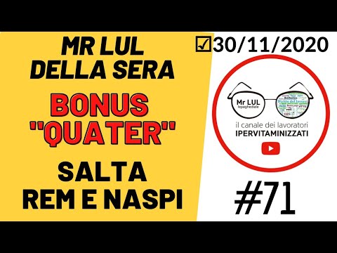 ?NUOVI BONUS "QUATER"  ⚠ SALTANO REM E PROROGA NASPI 30/11/2020 #MRLUL