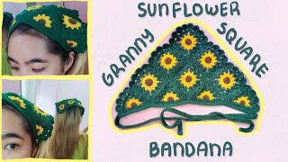 Daisy Granny Square Crochet Bandana