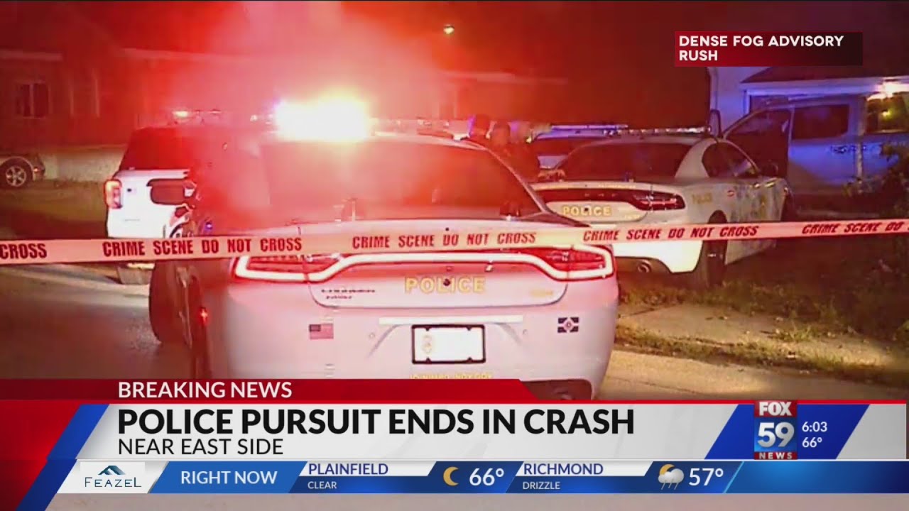 Police pursuit ends in crash on near east side - YouTube