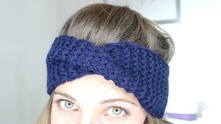 Cache oreilles bandeau headband au point de riz au tricot pour femme. 