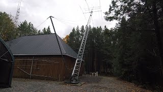Tilting HAM Radio Antenna Tower Part 3 - Rigging-Operation-Cable Entrance and Grounding
