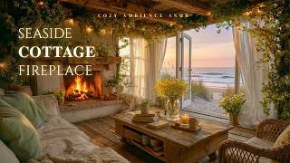 Seaside Cottage Fireplace 🌸 Ocean Waves, Coastal Birds and Cozy Sounds for Reading and Work screenshot 3