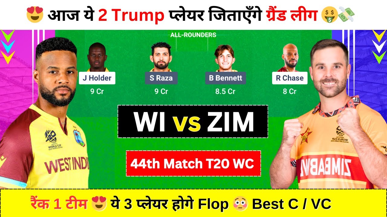 WI vs ZIM Dream11 Prediction, West Indies vs Zimbabwe, WI vs ZIM, ZIM vs WI Dream11, WI vs ZIM T20
