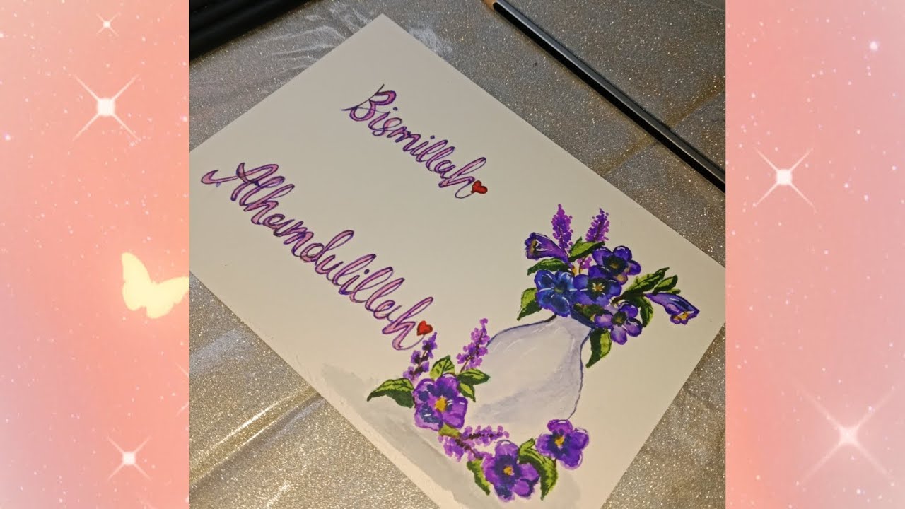 Simple Drawing Of Vase And Calligraphy #drawing #clligraphywritingforbeginners #colormarkers 