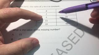 NC EOG 6th Grade Math #31 Ratio Table