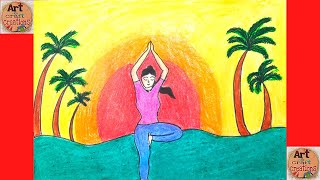 International Yoga Day Drawing//World Yoga Day Poster//How to Draw Yoga benefits Chart