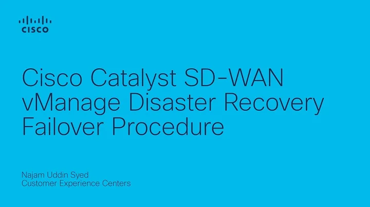 Cisco SD-WAN vManage Disaster Recovery Failover | Catalyst vManage High Availability Guide