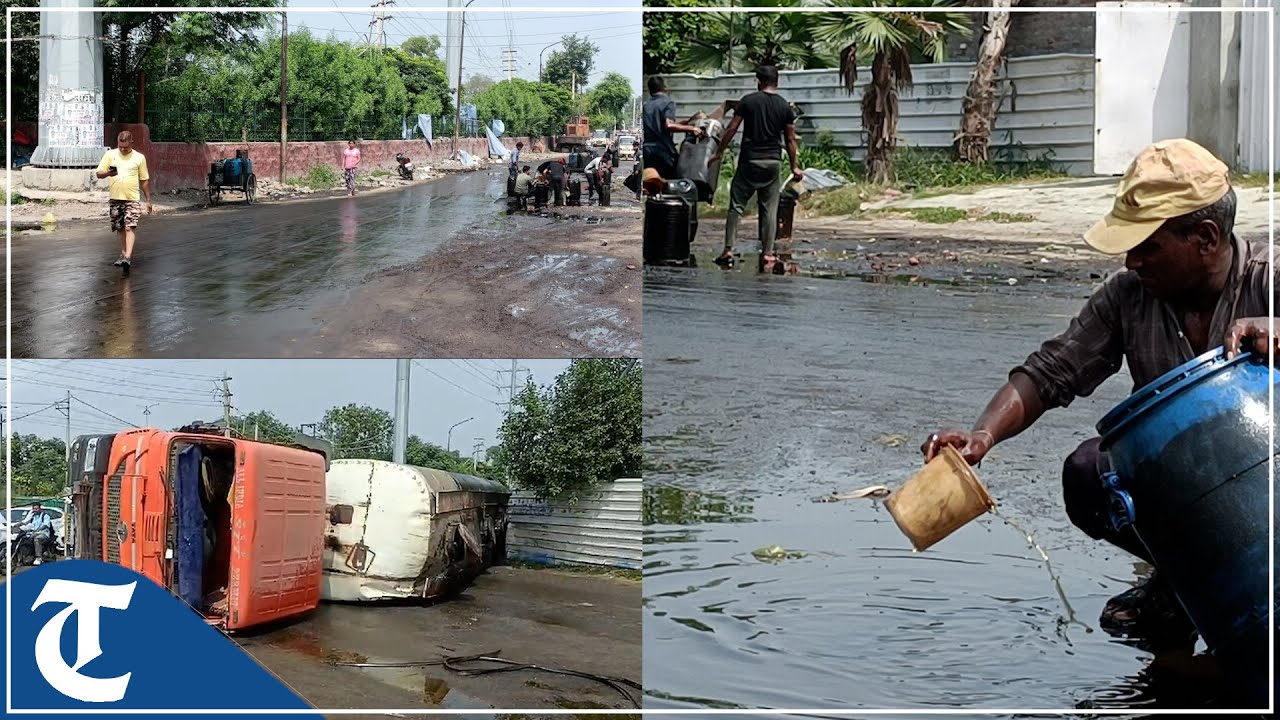 Oil tanker overturns in Ludhiana, causes traffic jam YouTube