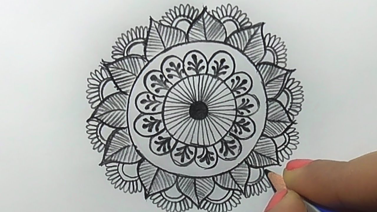 Beautiful flower alpana design drawing || Navaratri special alpona designs || pencil sketch