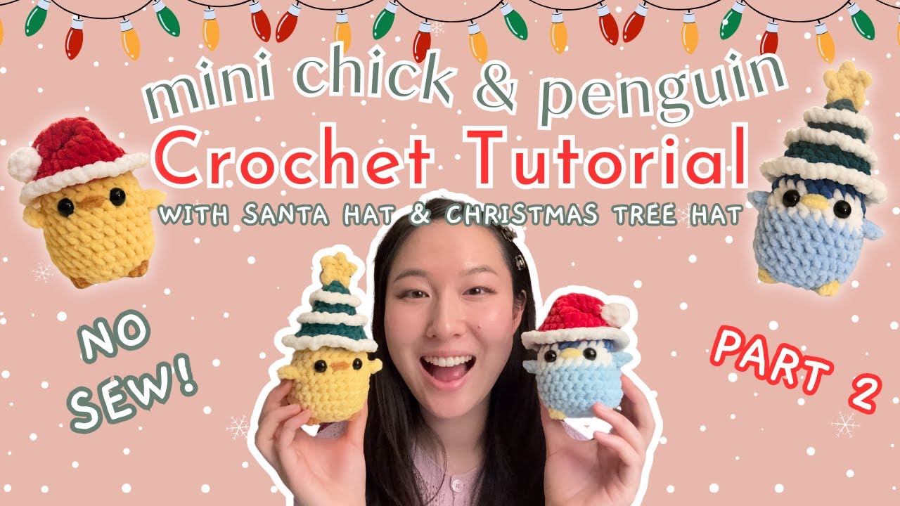 ✨NO SEW ✨ Crochet Penguin Plushie Amigurumi Tutorial 🐥 & Santa Hat Pattern