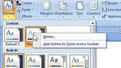 How to Delete a custom theme in Microsoft Word 2007