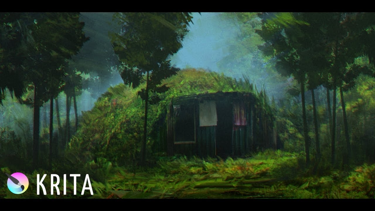 Forest Cabin Environment Concept Art – Photobashing in Krita