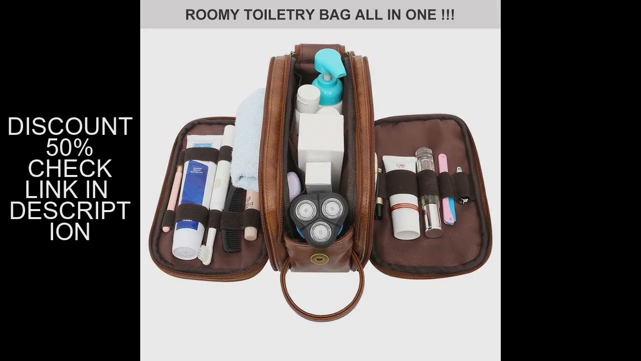 Toiletry Bag for Men, Large Travel Shaving Dopp Kit Water-resistant Bathroom Toiletries Organizer PU