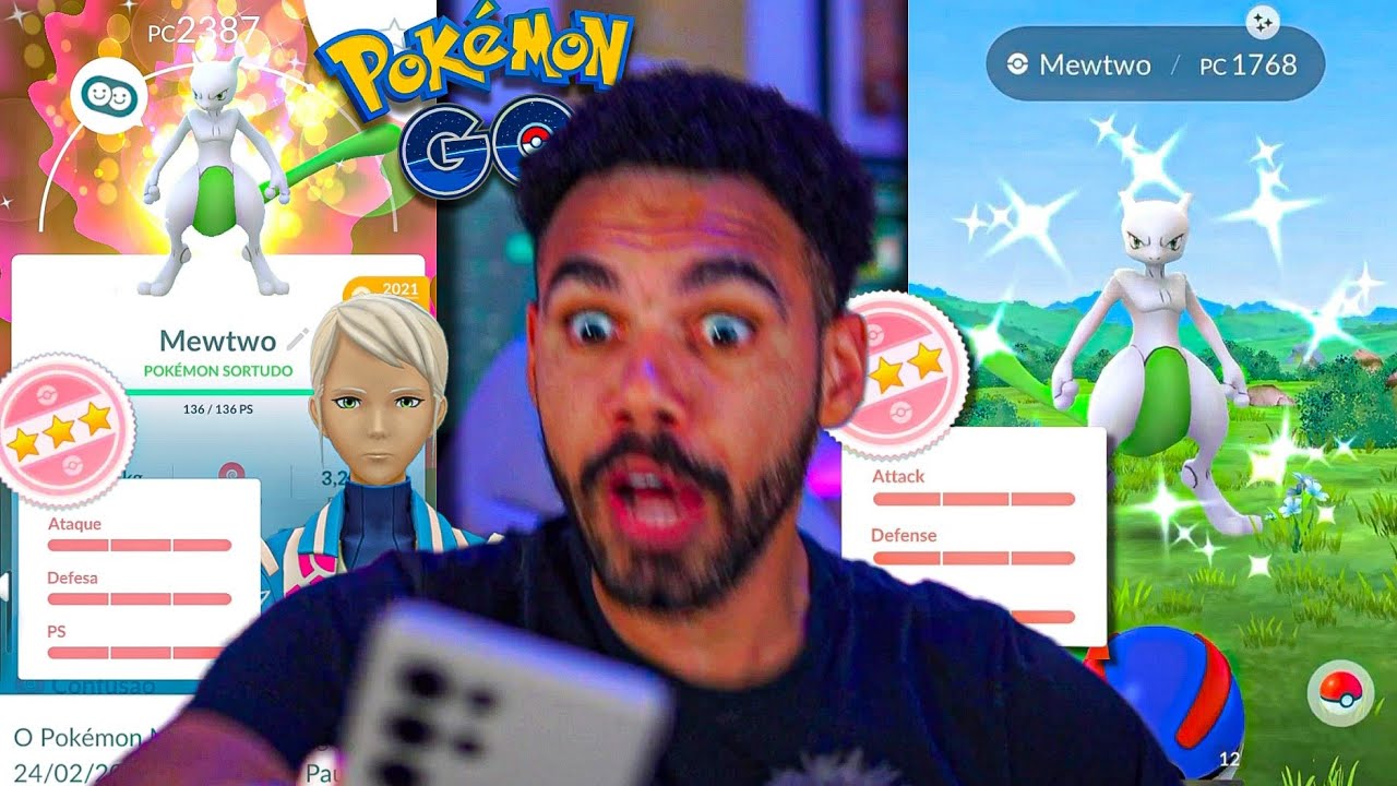 SURTEI!!! 0,003% DE CHANCE... PEGUEI MEU PRIMEIRO MEWTWO ✨️SHINY✨️ 100% 