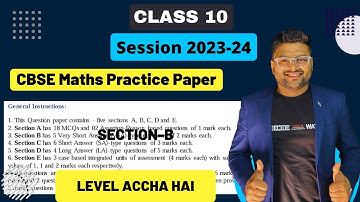 CBSE Maths Practice  Paper Solutions Class 10 I Session 2023-24 I Maths Practice Paper Solutions