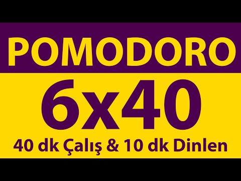 Pomodoro Tekniği | 6 x 40 Dakika | 40 dk Çalış & 10 dk Dinlen | Pomodoro Sayacı | Alarmlı | Müziksiz