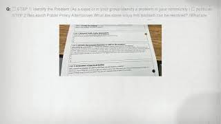 square STEP 1: Identify the Problem (As a class or in your group identify a problem in your communit