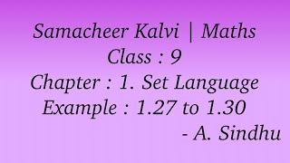 9th Maths Samacheer | Chapter 1 | Set Language | Example 1.27 to 1.30
