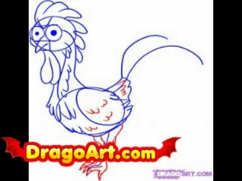 How to draw a rooster, step by step - YouTube