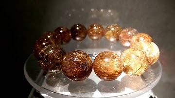 Vòng tay thạch anh tóc nâu đỏ ánh titan mạnh