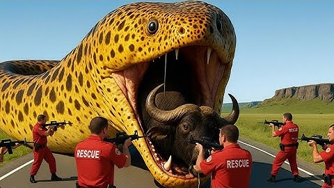 A brave rescue team rescue a buffalo from giant phyton 🐍🐍