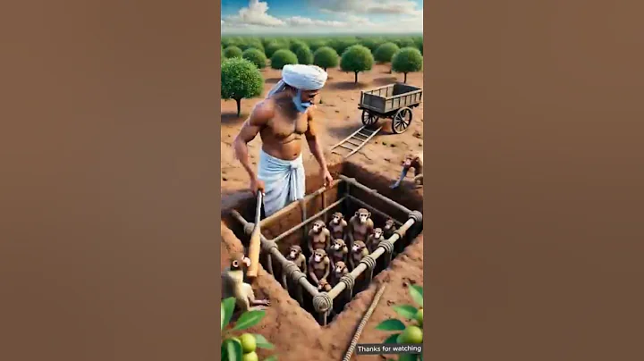 Farmer lays a trap to catch the monkeys but the monkeys eat the farmer's gooseberries 😭 #ai #farmer