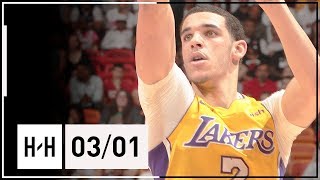 Lonzo Ball Full Highlights Lakers vs Heat (2018.03.01) - 8 Pts, 7 Ast, 6 Steals