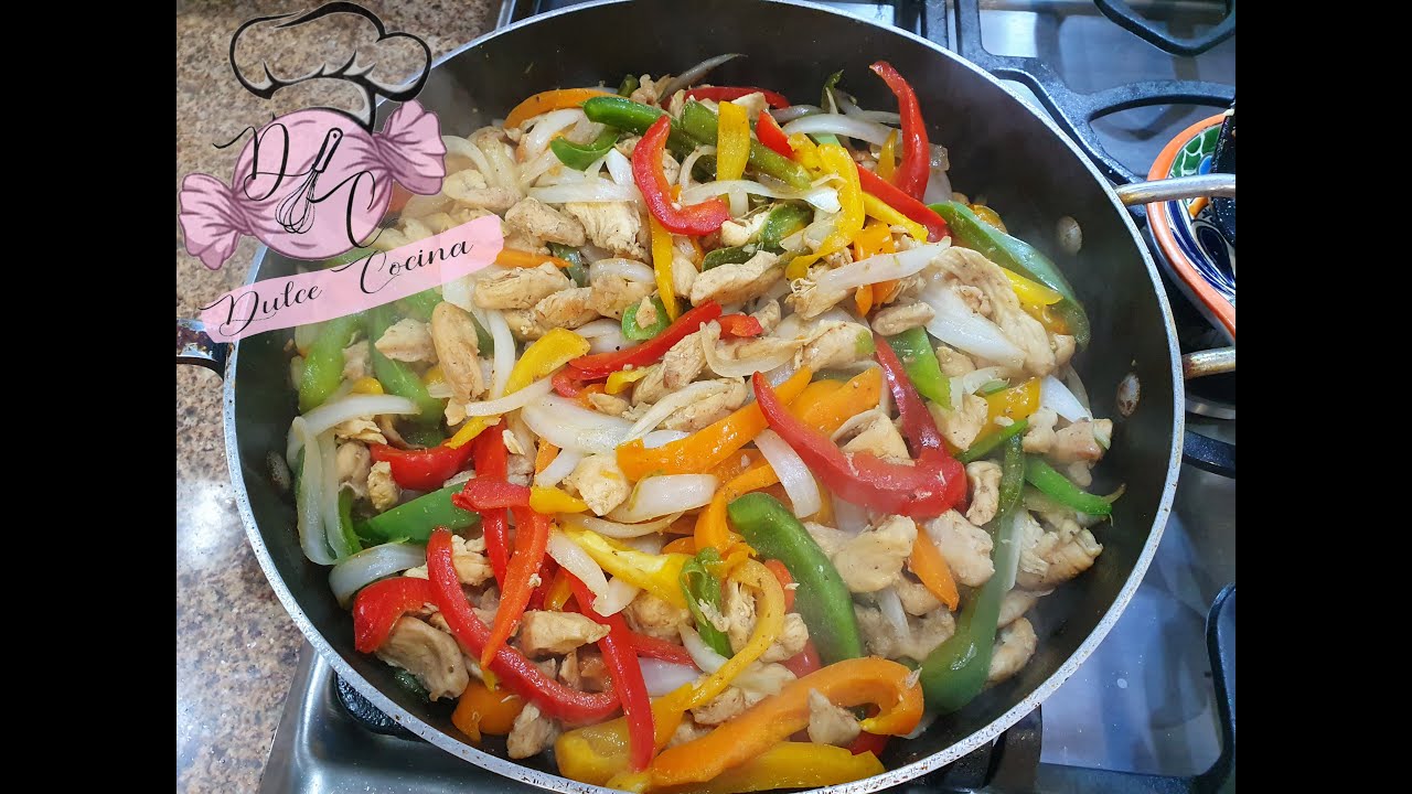 FAJITAS de POLLO con pimiento MORRÓN - YouTube