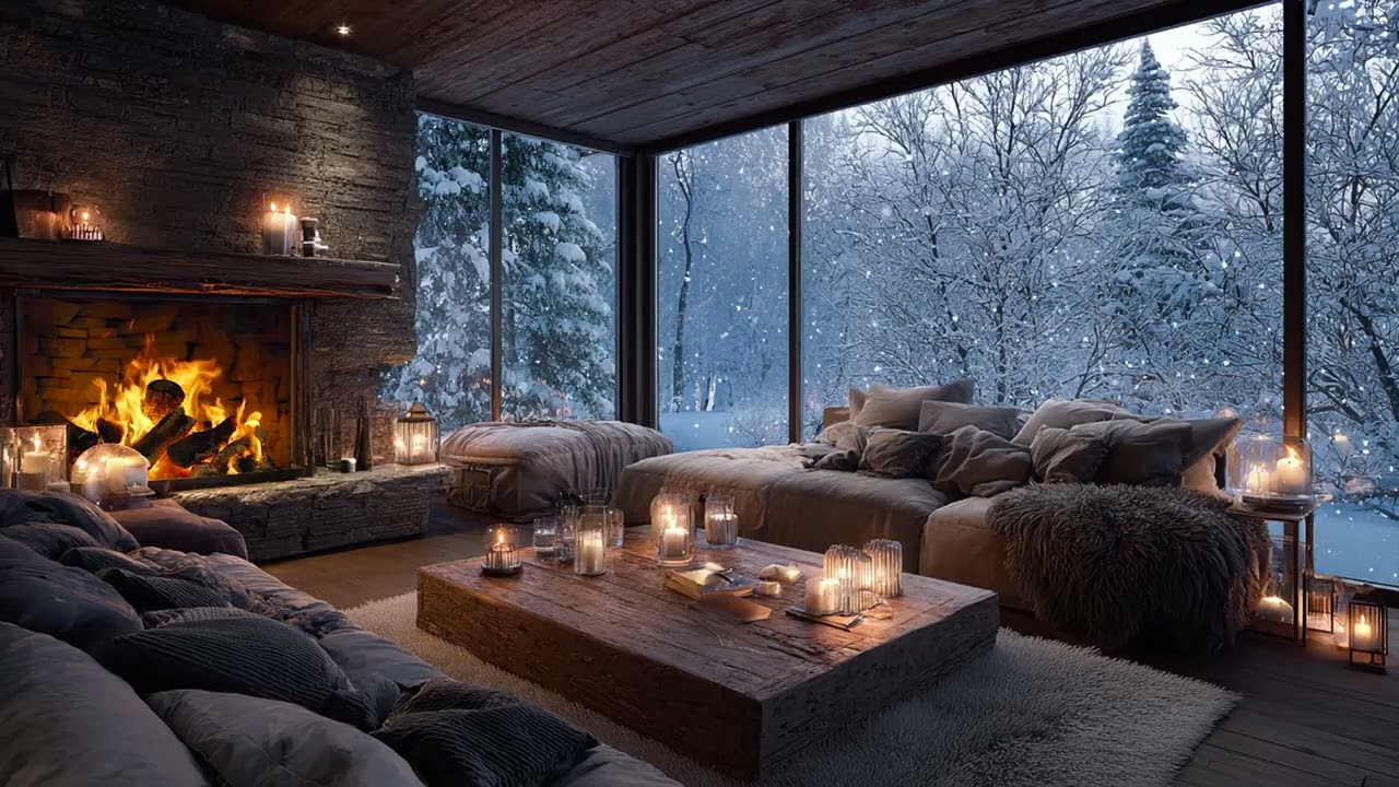 Snow gathers on silent rooftops 🕯️ as distant church bells dissolve into night