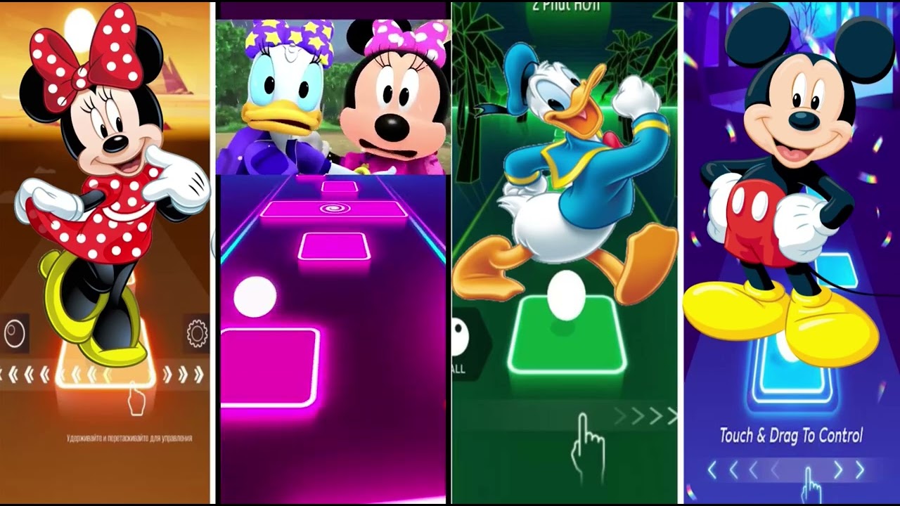 Tiles Hop EDM Rush - Микки Маус🆚Минни Маус🆚Дональд Дак🆚Дэйзи Дак 🎶 Tiles Hop EDM Rush