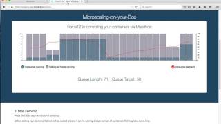 Microscaling containers to maintain a target queue length