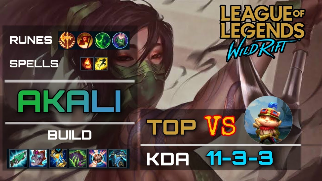 Wild Rift Akali Build Wild Rift Akali Gameplay VS Teemo #3 | Wild Rift Akali Build & Runes ...