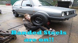 Banding and Painting the Steel Wheels on my VW Mk2 Golf!