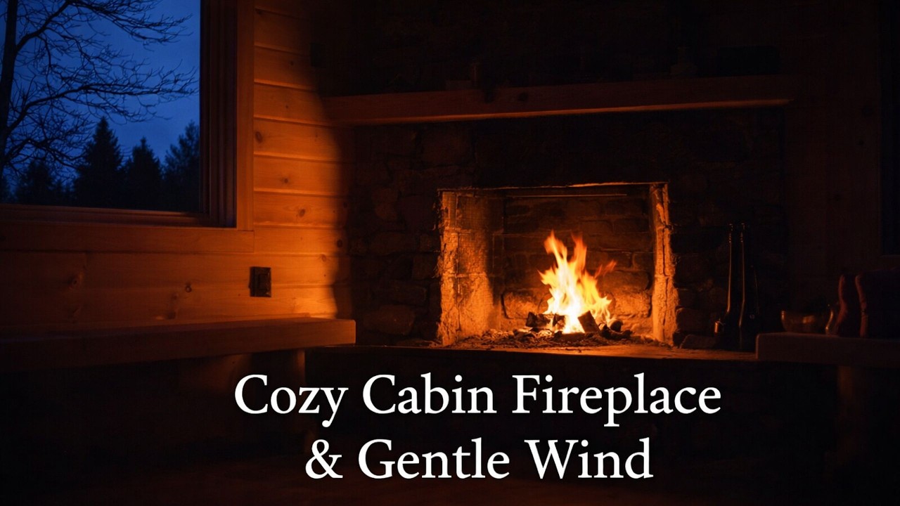 Cozy Cabin Fireplace & Gentle Wind | 8 Hours Deep Sleep Ambience (No Music)