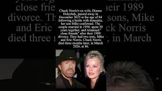 Chuck Norris's ex wife of 30 years, dies at 84 #ChuckNorris #DianneHolechek Details