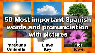 50 Most important Spanish words and pronunciation with pictures
