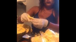 How to cut a Jackfruit aka Yaka, and make pulled 'pork' from Jackfruit