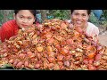 Cooking Deep Fry CRABS 60 KG Recipe For Donation with my Neighbors in Village - Frying Tomato Sauce