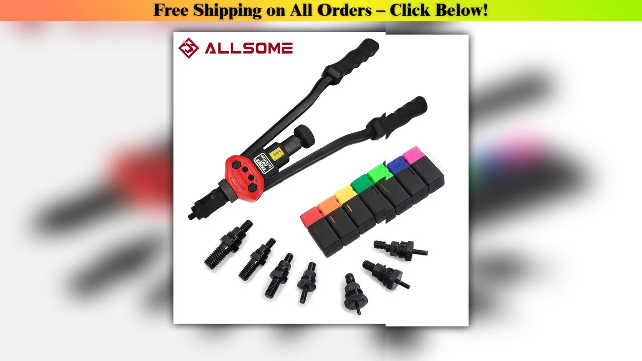 ALLSOME BT-607 16" Manual Riveter Gun Hand Rivet Tool Kit Rivet Nut Setting Tool Nut Setter