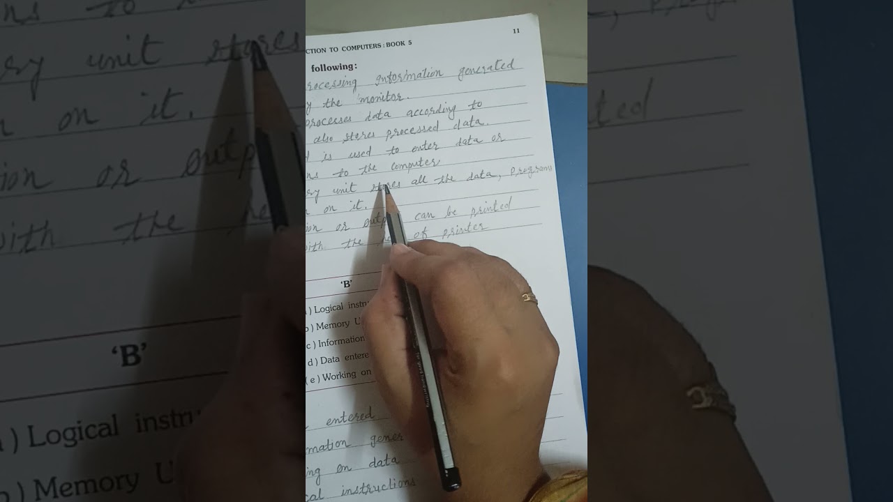 Std-5th Sub-Computer Topic-Ch.1 function and parts of computer (exercise part-2)