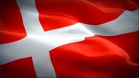Danish flag Closeup 1080p Full HD 1920X1080 footage video waving. National 3d Danish flag waving