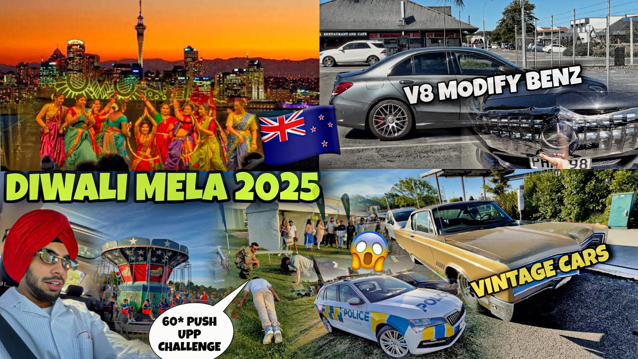 Diwali Mela 2025😱New Zealand ￼🇳🇿V8 BenZ, 60*Pushup Challenge🥵