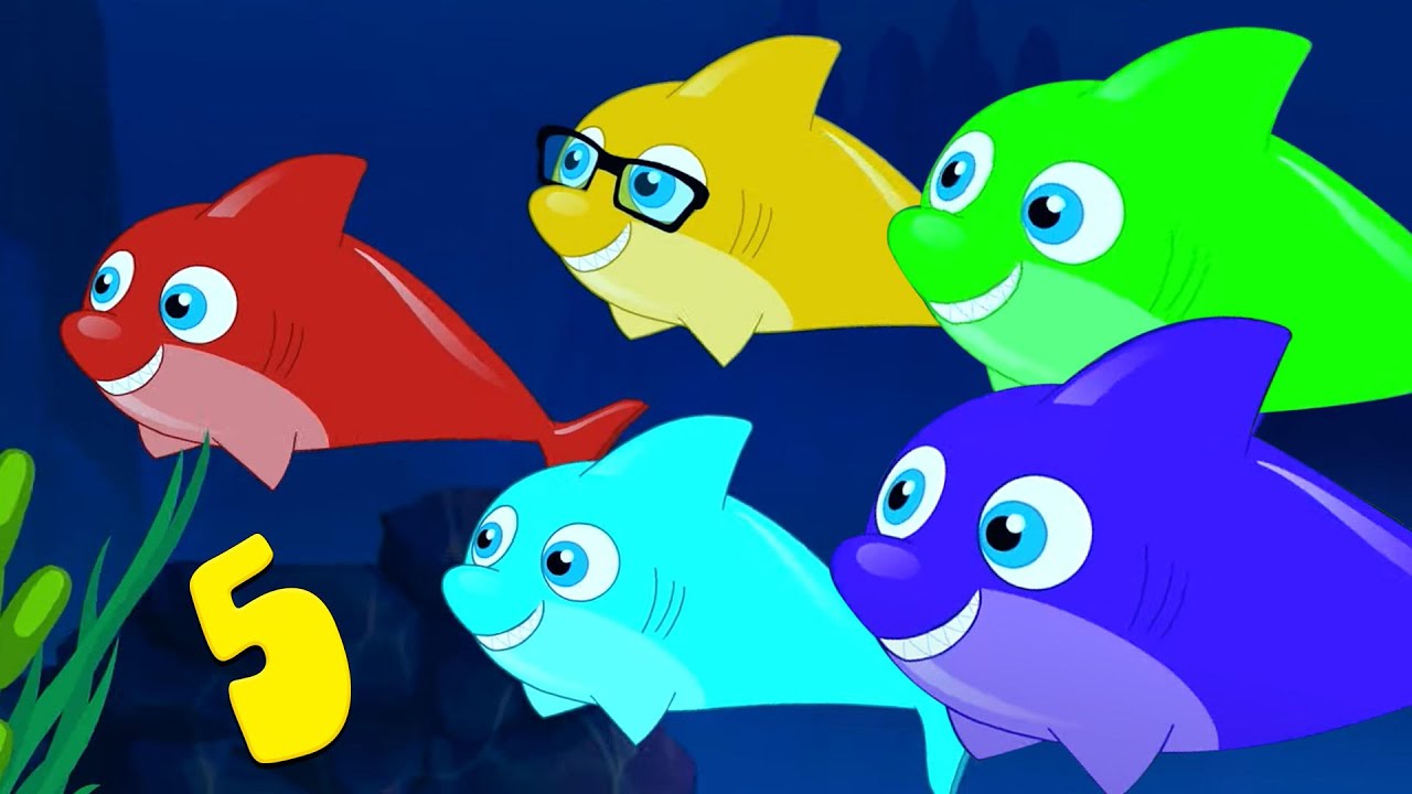 Five Little Sharks, Counting Song and Preschool Rhymes for Kids - YouTube