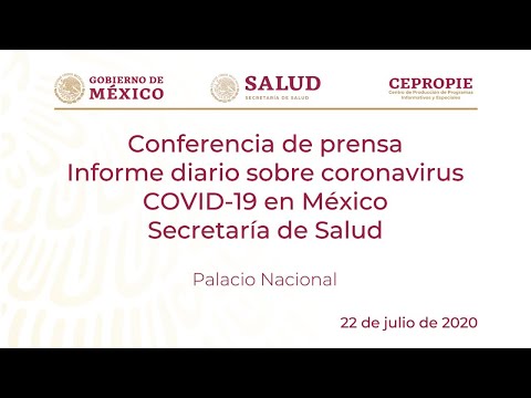 Informe diario sobre coronavirus COVID-19 en México. Secretaría de Salud. Miércoles 22 de julio, 202