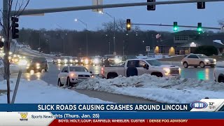 Slick roads causing crashes around Lincoln
