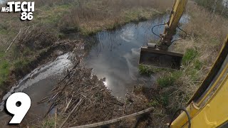 Beaver Dam Removal With Excavator No.9  One Bigger And One Smaller Dam